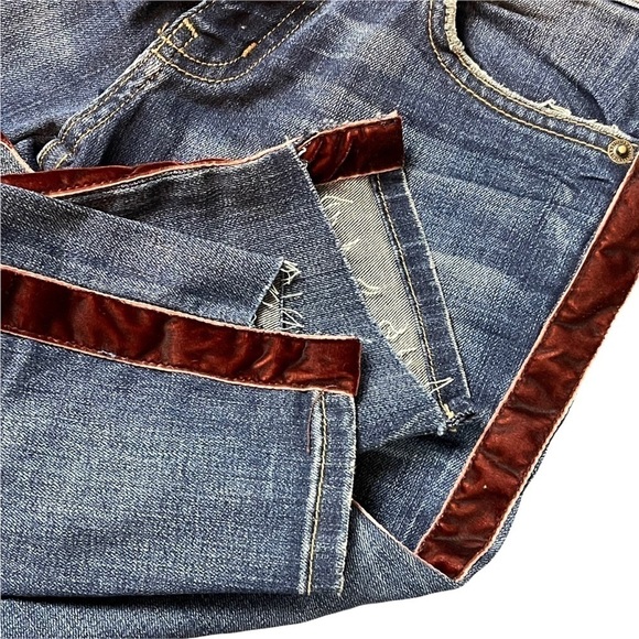 CURRENT/ELLIOTT THE STILETTO TOWNIE W/SLANTED STEP HEM TUXEDO STRIPE DENIM JEANS - Picture 12 of 16